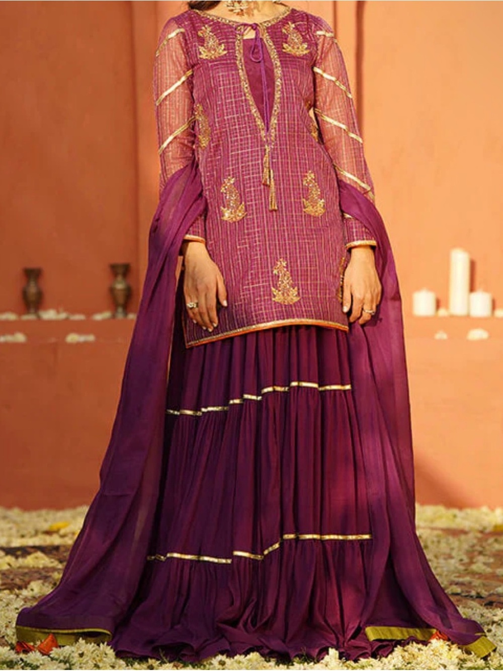 Brand new!! Elegant 3 PiecePurple Embroidered Women’s Garara Dress!